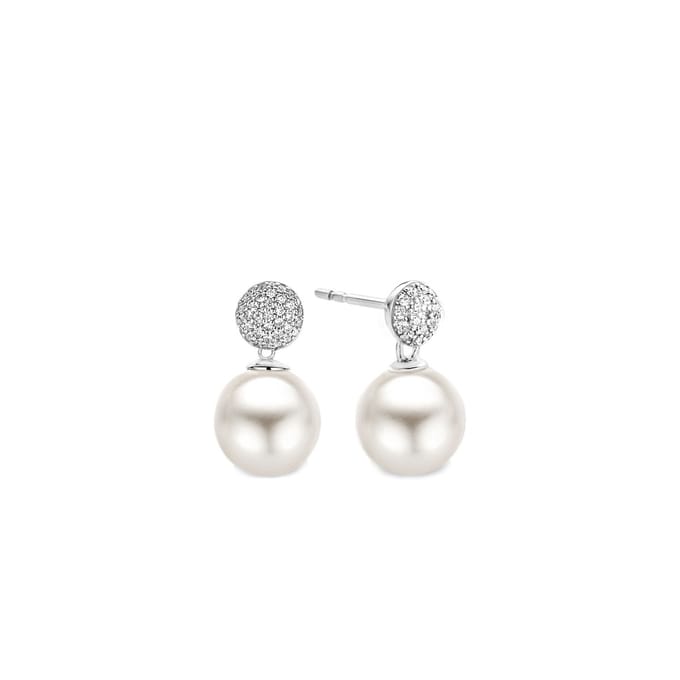TI SENTO Dames Oorbellen - 925 zilver - Wit parel - 7721PW