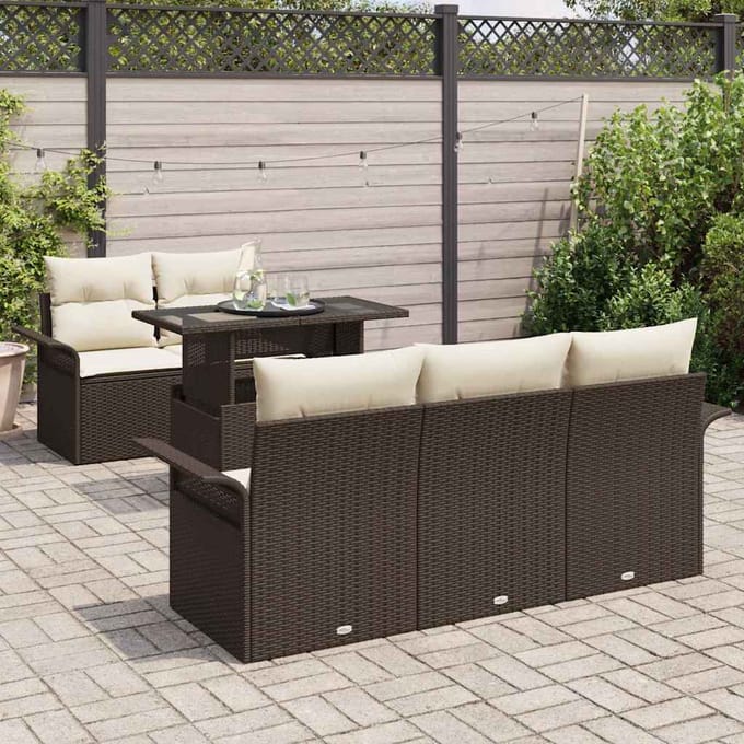 vidaXL - Tuinbank - Set - 6 - st - Bruin - poly - rattan