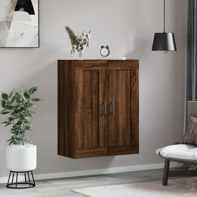 vidaXL - Wandkast - 69,5x34x90 - cm - bewerkt - hout - bruin - eikenkleur