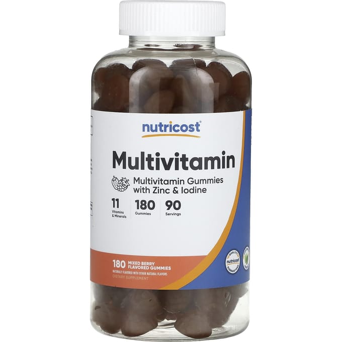 Nutricost, Multivitamine Gummies met Zink en Jodium, Gemengde Bessen, 180 Gummies