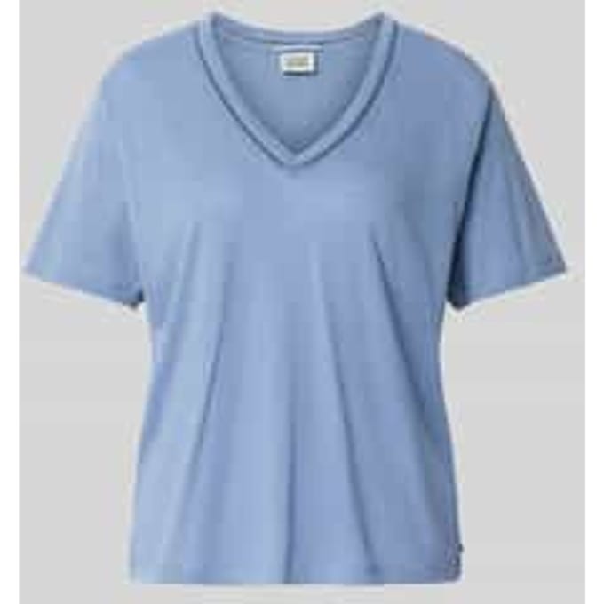 relaxed fit T-shirt van linnenmix met V-hals