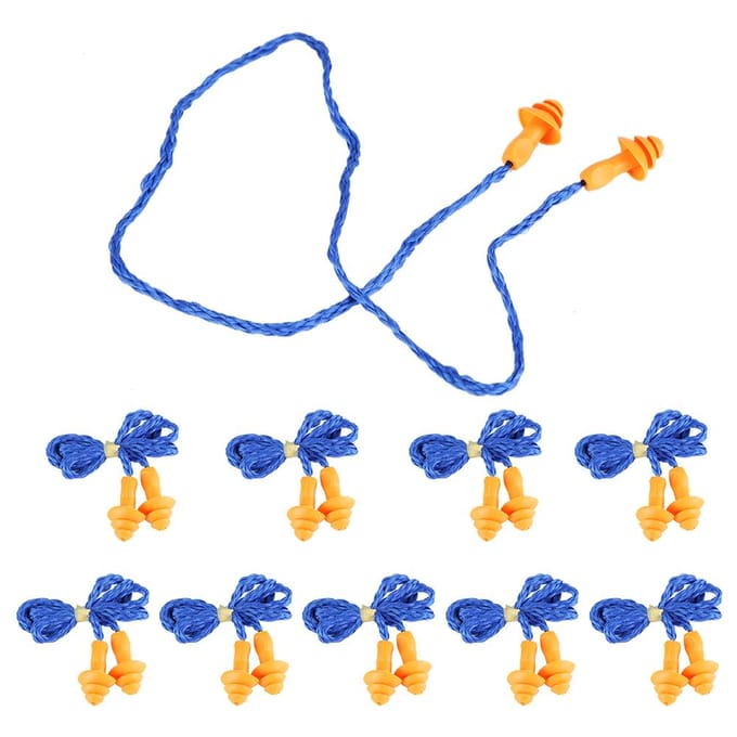 10pcs Christmas Trees shape Thermoplastic Rubber Ear Plugs Sleep Work Noise Reduction with Wire blue