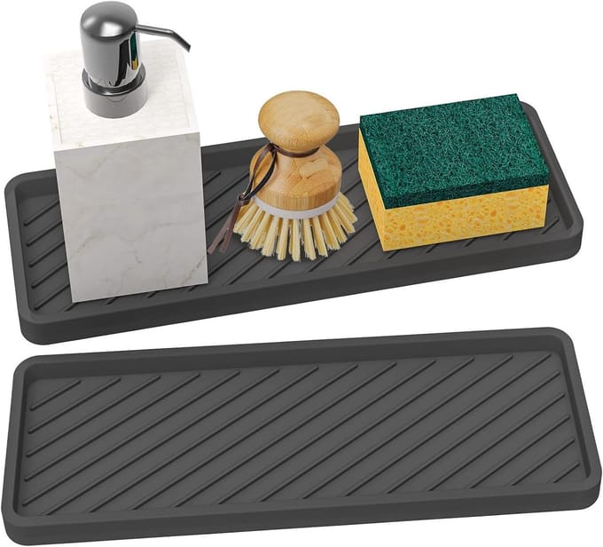 Smal Siliconen Spoelbak-Organizer - 2 Stuks - Zwart - 30 x 11 cm