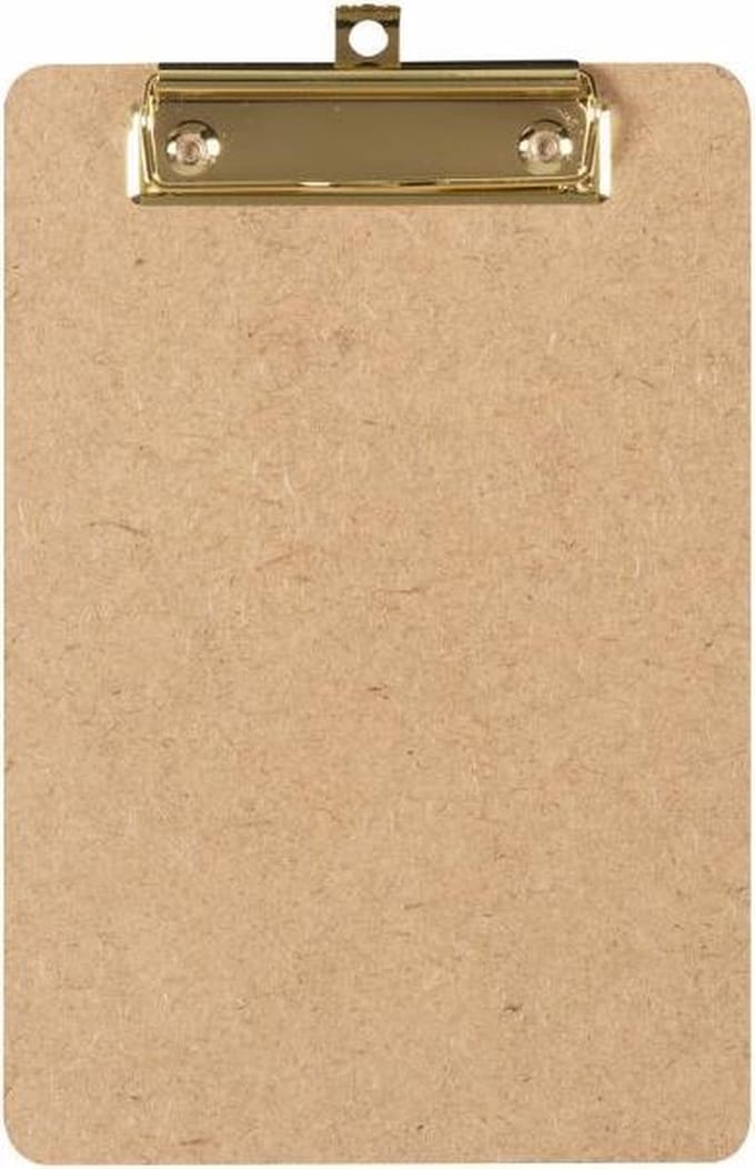 LPC  Klembord - clipboard - hout/mdf/hardboard - A5 -100 mm klem goud