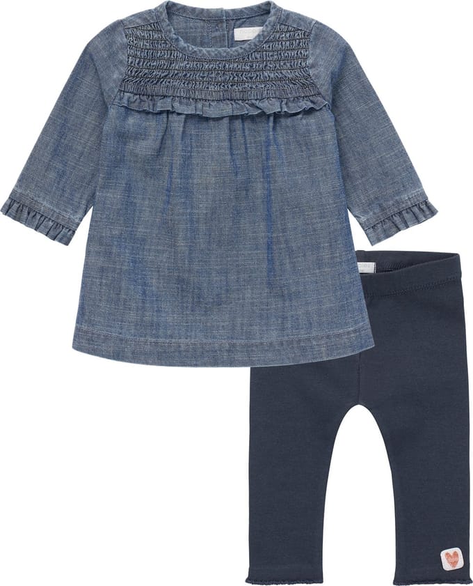 Noppies - Kledingset - 2 delig - Jurk Lanexa Medium Blue Denim - Legging Adelaide Blue Nights - Maat 56