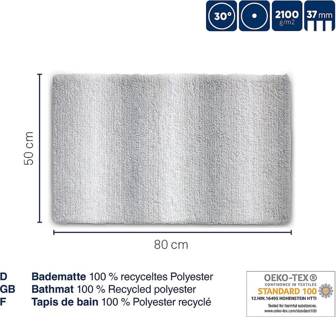 Badmat, 80 x 50 cm, Polyester, Freeze Blue - Kela | Ombre