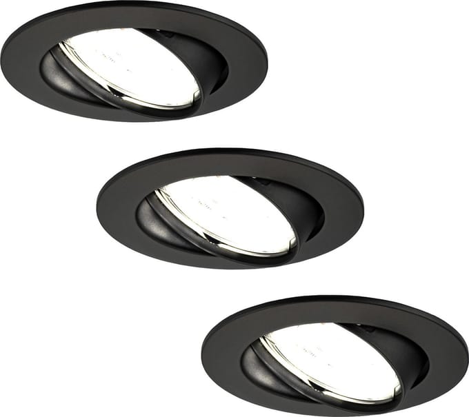 Ledvion - 3X LED Inbouwspot Amsterdam - Zwart - Dimbaar - 3W - 6500K - Ø82 mm