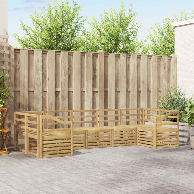 vidaXL - Buiten - bank - set - 7 - st - Wit - Massief - Acacia - Hout