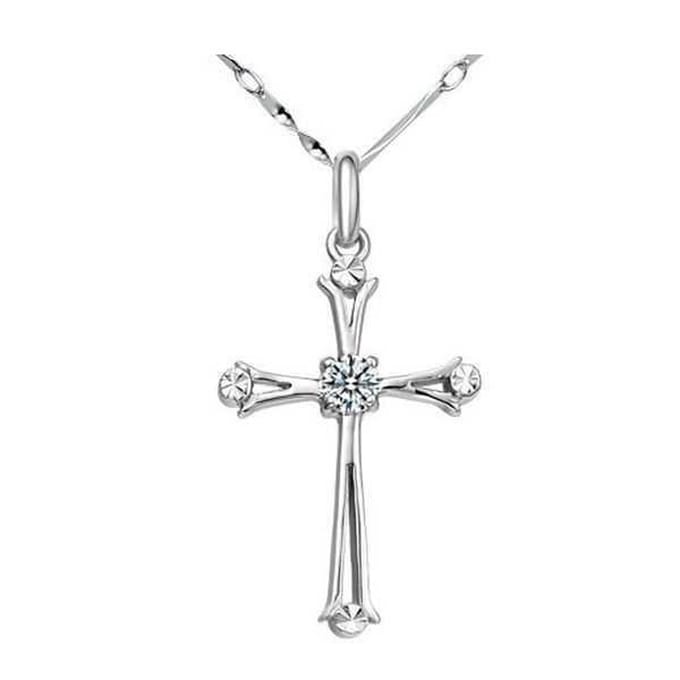 Kruis Ketting met Zirkonia - Halsketting