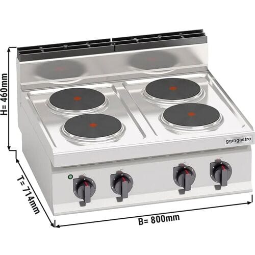 GGM Gastro Elektroherd - 10,4 kW - 4 Platten Rund Zilver