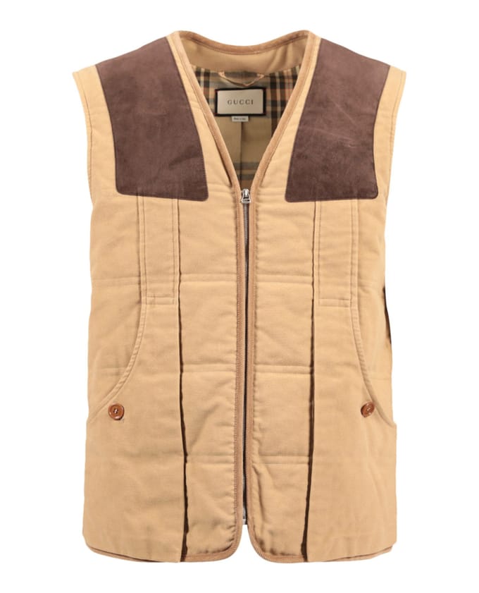 Gucci Moleskin Vest met Suède Details