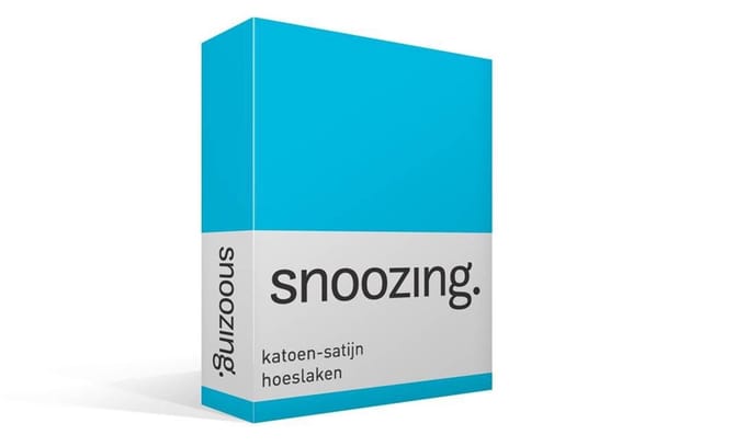 Snoozing - Katoen-satijn - Hoeslaken - Eenpersoons - 100x200 cm - Turquoise
