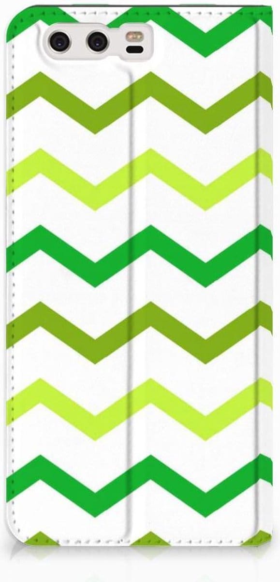 Huawei P10 Plus Hoesje met Magneet Zigzag Groen