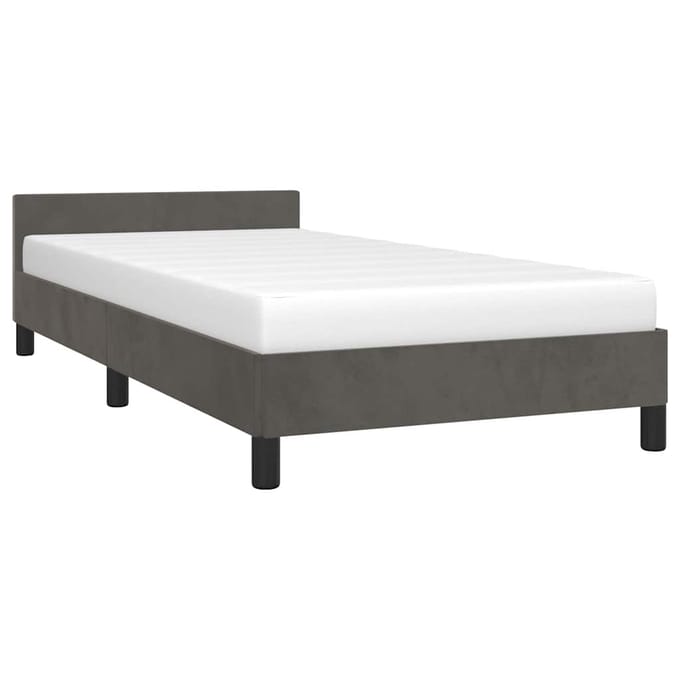 vidaXL - Bedframe - zonder - matras - 90x190 - cm - fluweel - donkergrijs