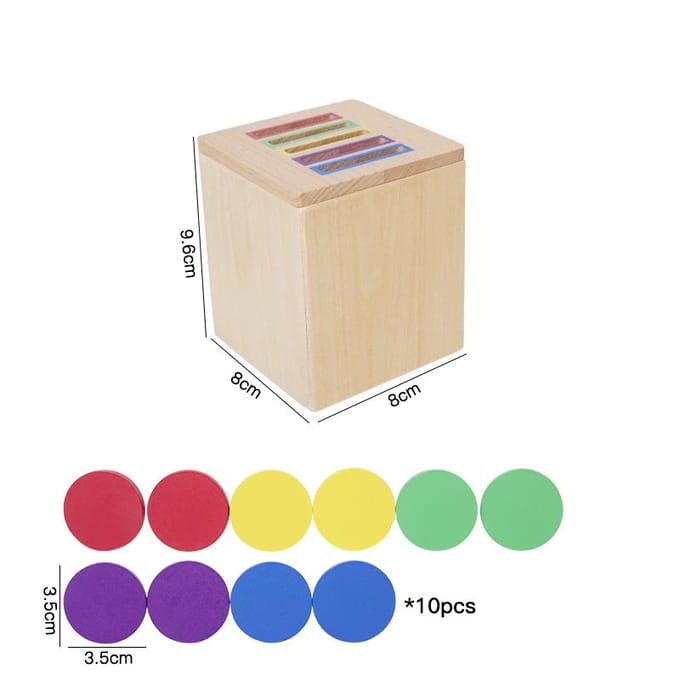 Jeu de Classification Montessori Éducation Précoce Boîte de Classification Lancer de Pièce Cognition des Couleurs Blocs d'Association de Formes Aide Pédagogique beige