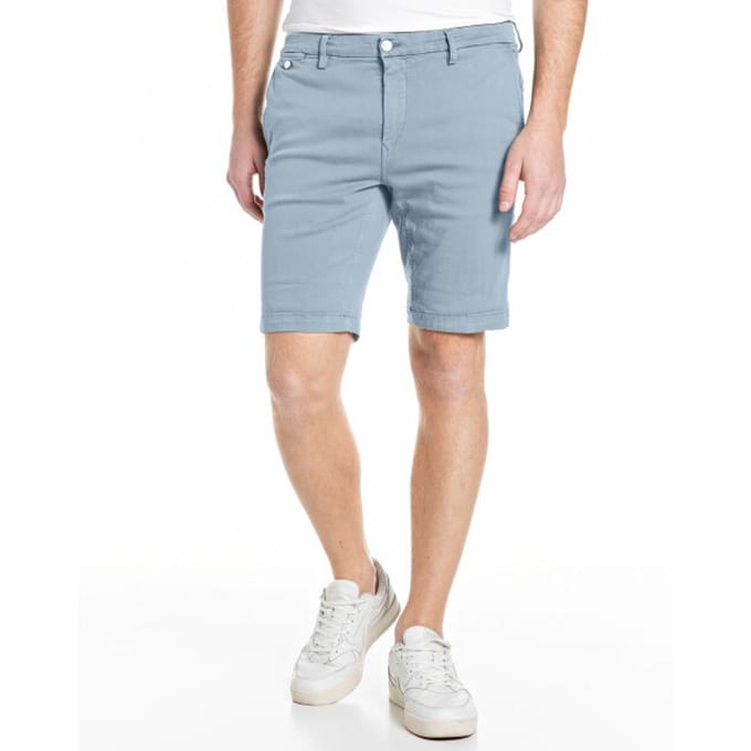 Replay Replay Hyperflex Jeans Short Benni Regular Fit Pewter Blue   29