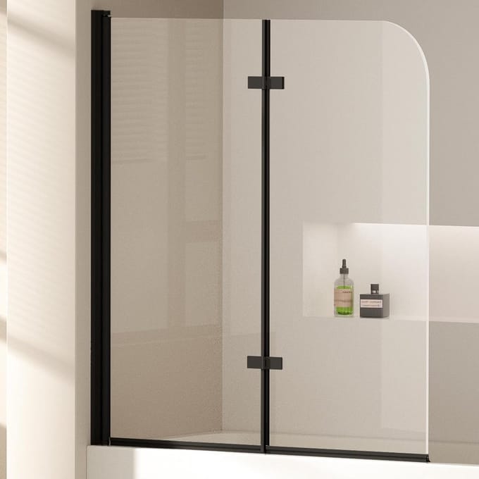 Vouwbaar Badscherm met Zwart Frame en Veiligheidsglas