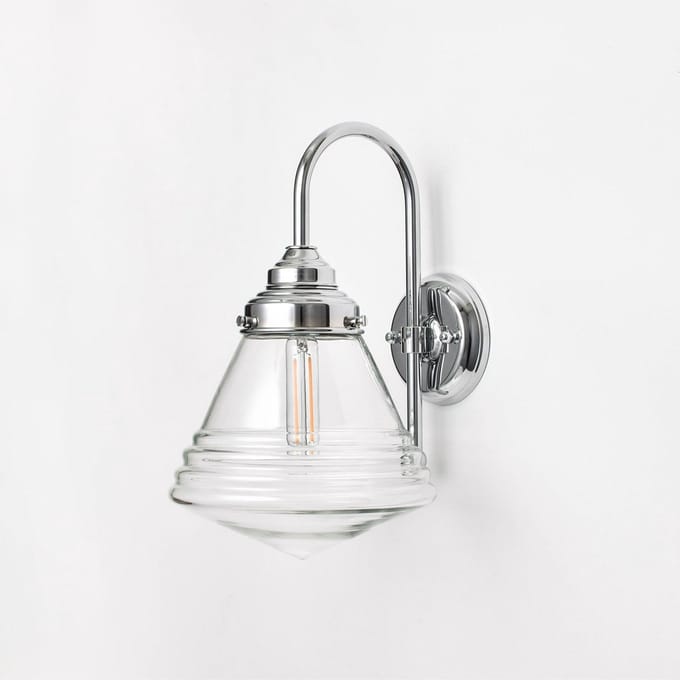 Wandlamp Luxe School Small Helder Meander Chroom - Art Deco Trade