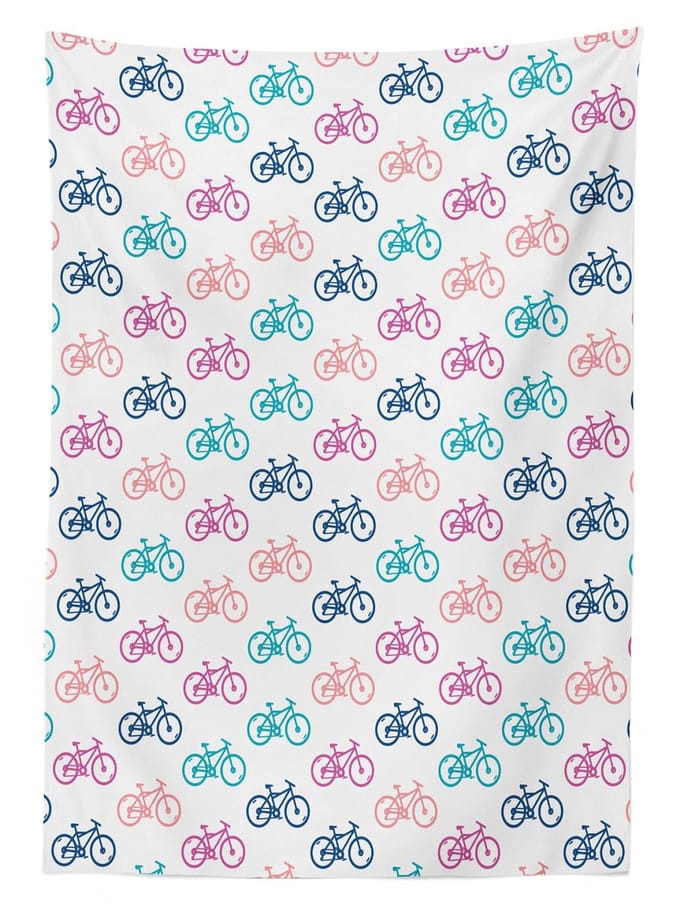 ABAKUHAUS Fiets Tafelkleed – 140x240 cm – Wit/Multicolor