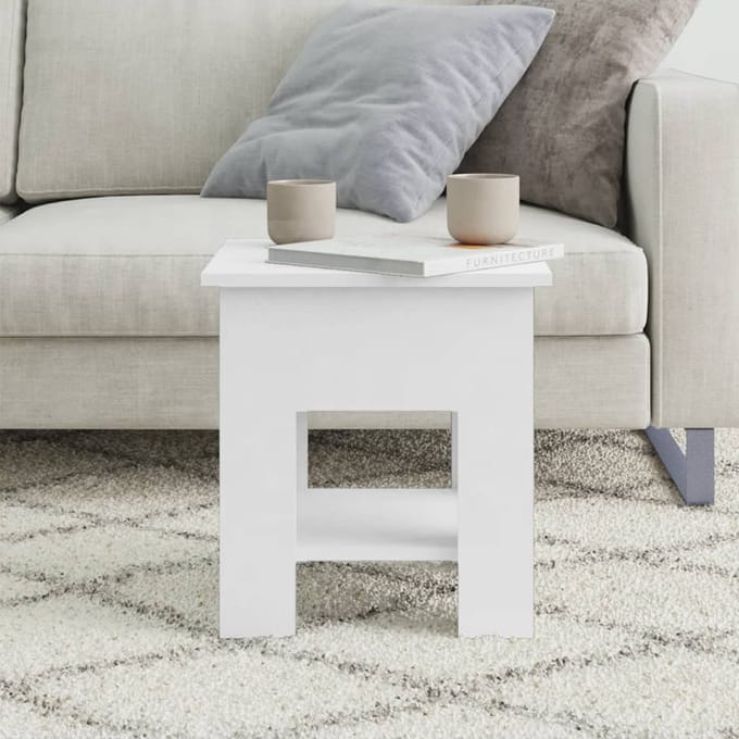 vidaXL - Salontafel - 40x40x42 - cm - bewerkt - hout - wit