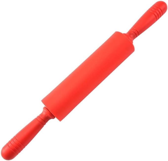 Deegroller siliconen - Bakgereedschap keuken - Deeg uitrollen - Comfortabele grip - 438 cm - Rood