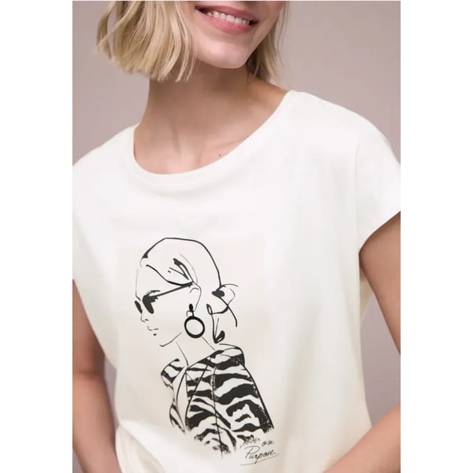 Shirt met hangende schouder en print
