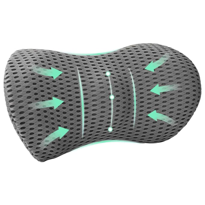 vidaXL - Rugkussen - Grijs - Traagschuim - 47,5 - x - 23 - x - 12 - cm