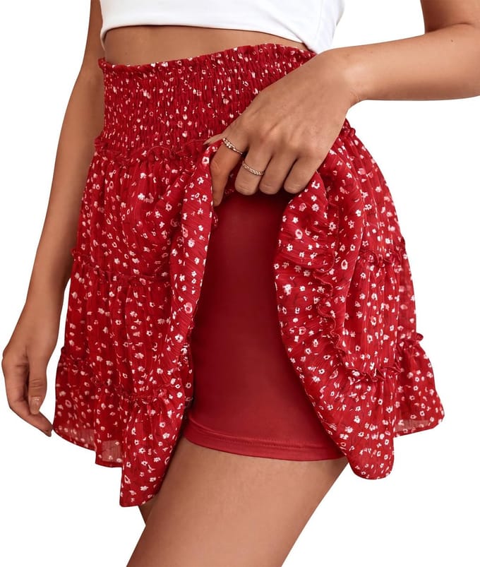 Mini-tule rok voor dames, effen, hoge taille, rok met ruches en korte broek