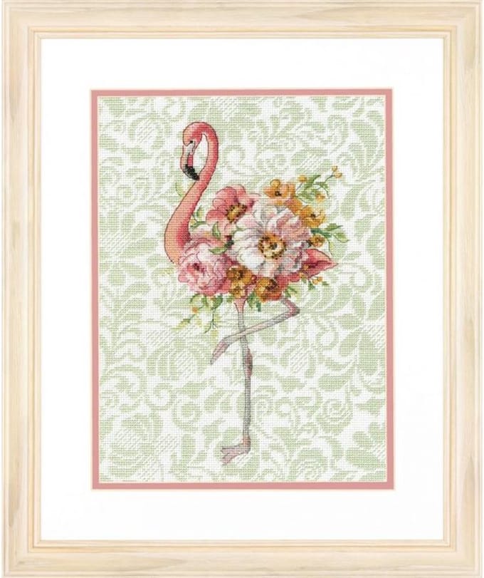 Dimensions Floral Flamingo borduren (pakket)