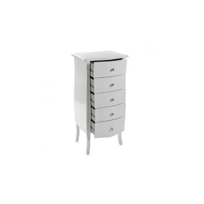 Commode haute laquée blanche 5 tiroirs CAGLIARI