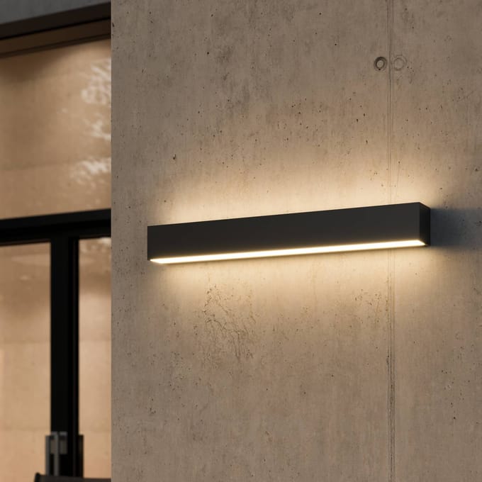 Lucande LED wandlamp Lengo, 50 cm antraciet, up/down 3000 K