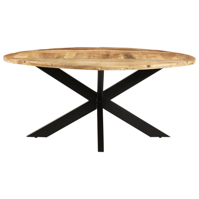 vidaXL - Eettafel - rond - 175x75 - cm - ruw - mangohout
