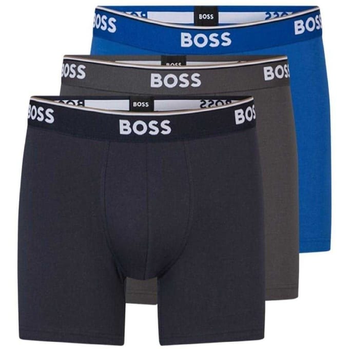 Boss Heren Boxershort (Pakket van 3) (Marine/Blauw/Grijs)