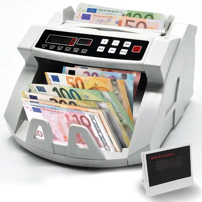 Professionele Bankbiljettenteller met UV/MG Valsemgelddetector en Dubbel LED-Display