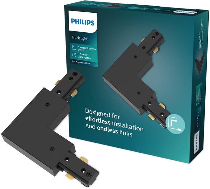 Philips EasyLink - Connector - L-vormige connector - Linkse hoek - Zwart - Railverlichting
