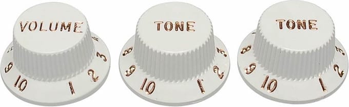 Fender 992035000 Strat-knoppen voor CTS, 1V + 2T, wit