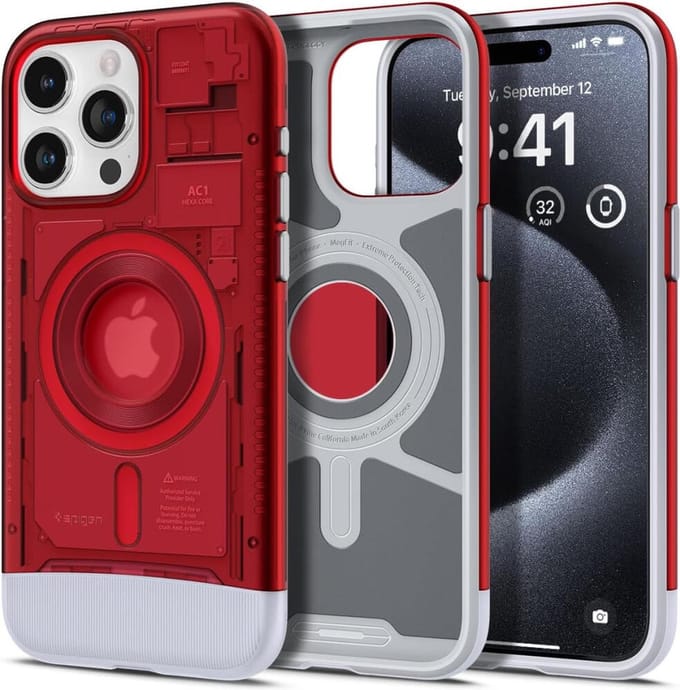 Spigen Classic C1 MagSafe - ruby - iPhone 15 Pro