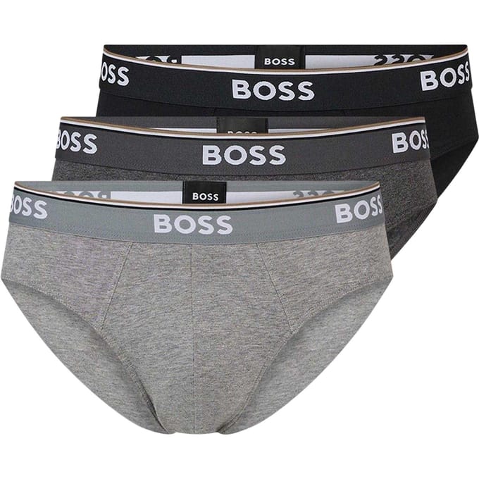 Boss Premium katoenen herenslips (set van 3) (Grijs/Donkergrijs/Zwart)