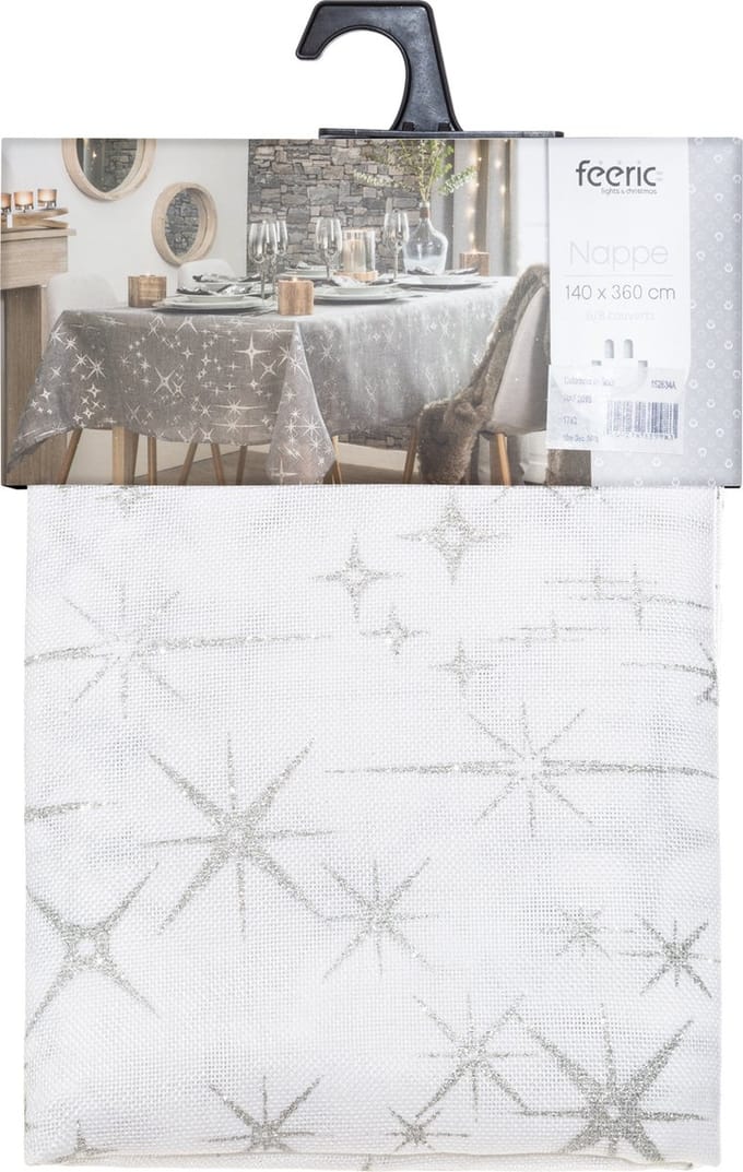 Atmosphera - Tafelkleed kerst thema - 140 x 360 cm wit met sterren