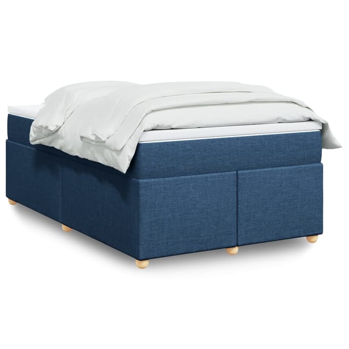 vidaXL - Boxspring - met - matras - stof - blauw - 120x200 - cm