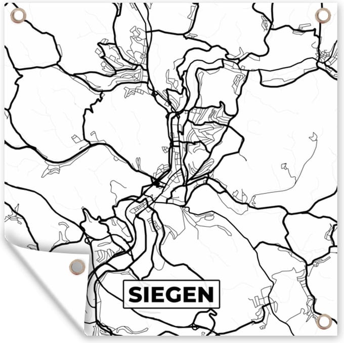 Tuindoek Siegen - Kaart - Plattegrond - Stadskaart - 100x100 cm
