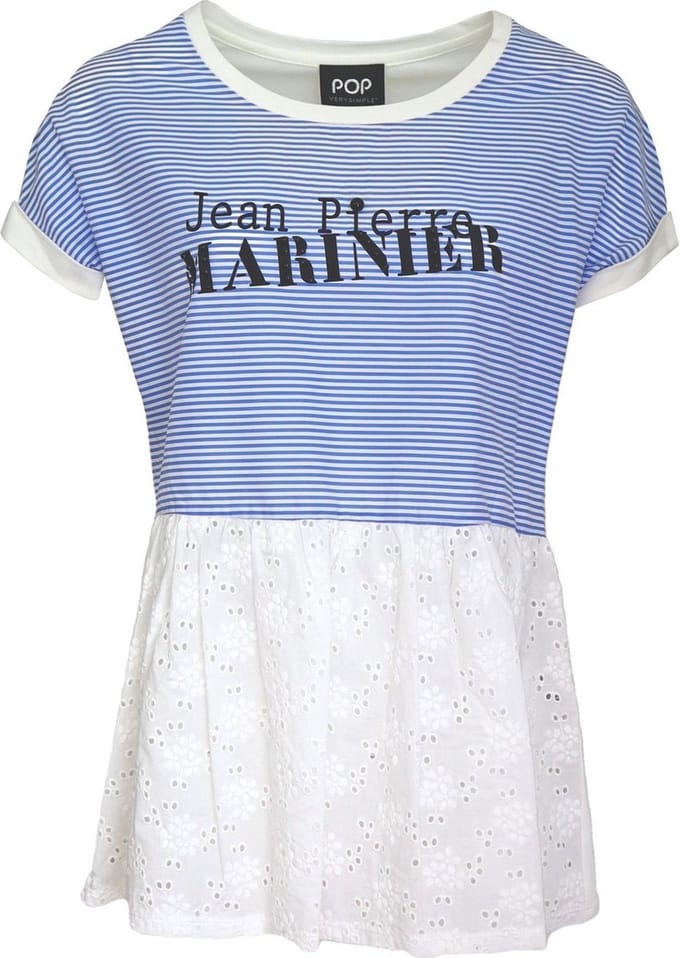 Verysimple • blauw gesteept shirt met kant • maat 36 (IT42)