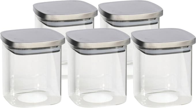Gerim - Voedsel/etenswaren 5x voorraadpotten 800 ml glas en RVS deksel