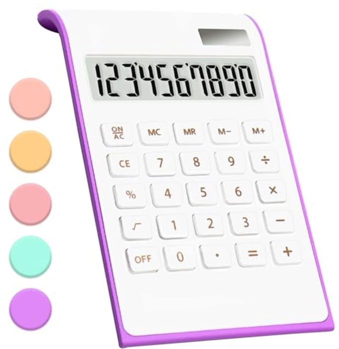 Paarse Zonnebatterij Desktopcalculator met Groot LCD Display