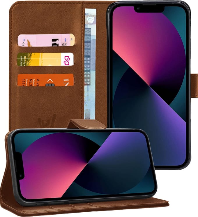 Hoesje geschikt voor iPhone 13 Pro Max - Book Case Kunstleer Wallet - Bruin
