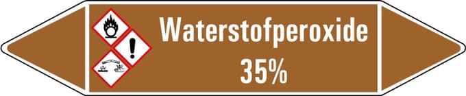 Waterstofperoxide 35% leidingmarkering op vel 252 x 52 mm - 3 per vel