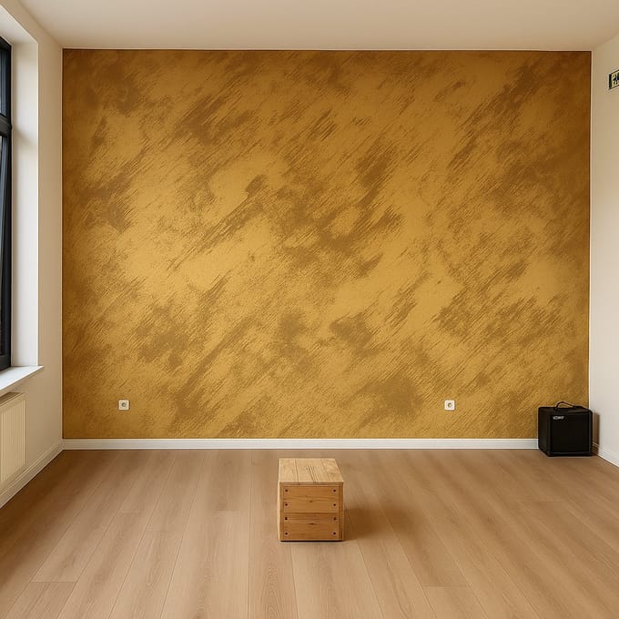 Zand Effect Verf - Goud - 1L - Decoratieve Muurverf + gratis professionele kwast