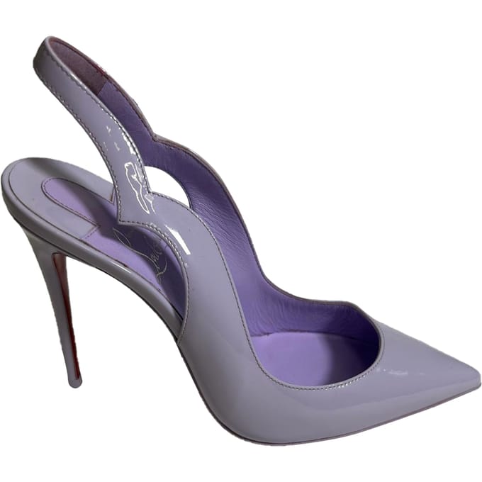 Christian Louboutin Hot Chick 100 Slingback Pumps in Paars Glanzend Leder