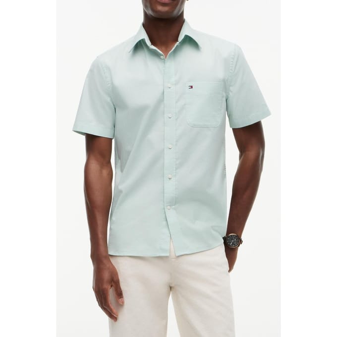 Tommy Hilfiger Light Oxford Solid Shirt Crushed Mint Größe: L | Casual hemden Outlet | Herren | Cyan