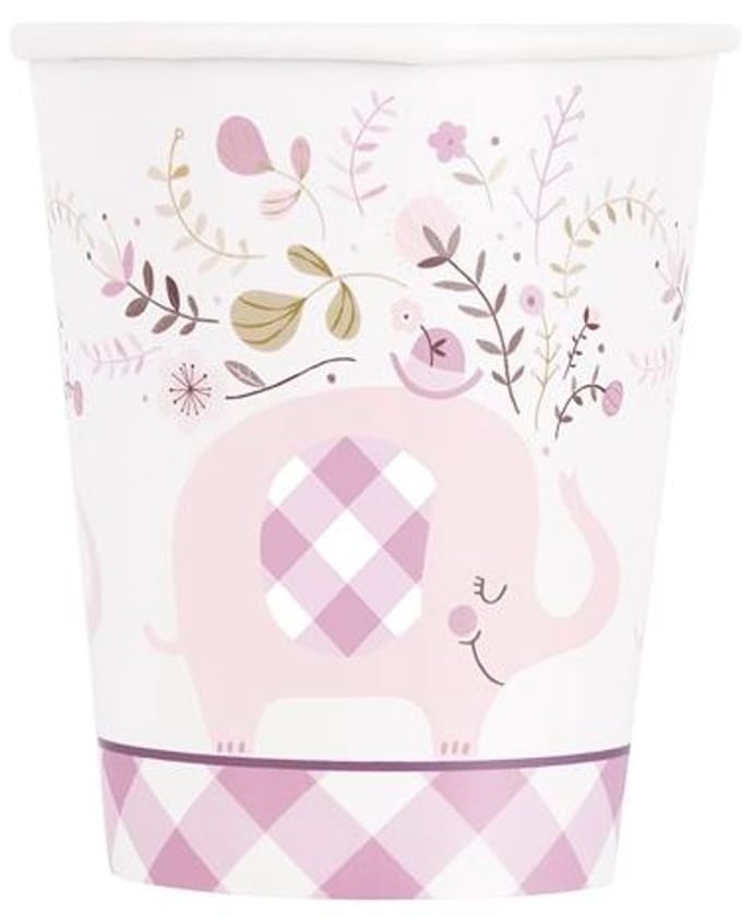 Bekers Floral Elephant Roze 25cl 8st